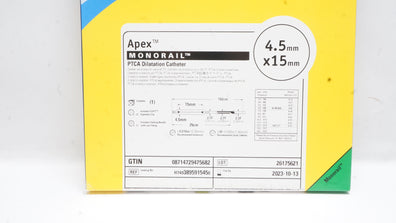 Boston Scientific 389591545 Apex Flex Monorail PTCA Dilatation Cath. 4.5x15mm(x)